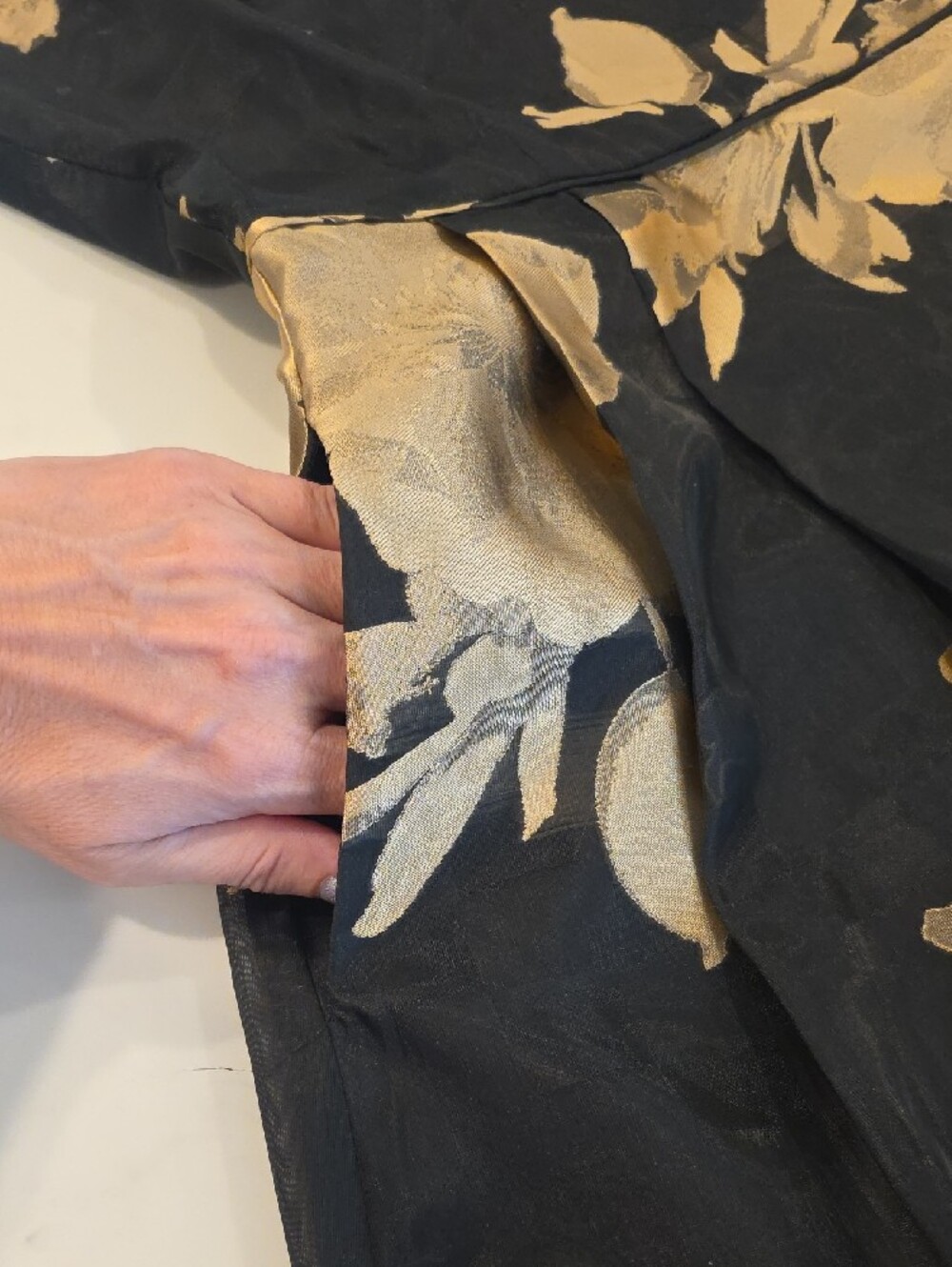 Elegant Black And Gold Floral Fit-and-Flare Dress - Picture 8 of 8